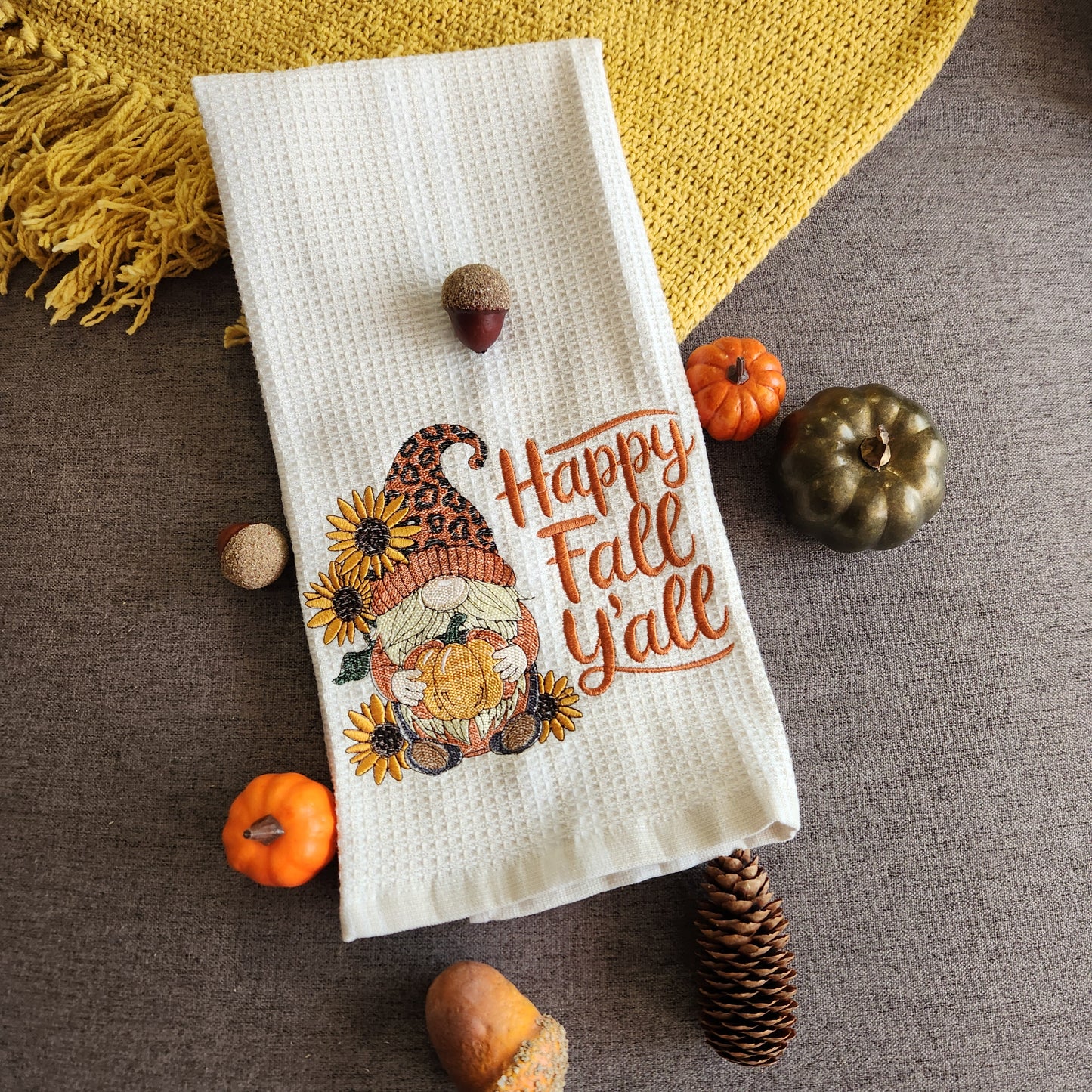 Happy Fall Y'all - Made to Order Embroidered Kitchen Towel