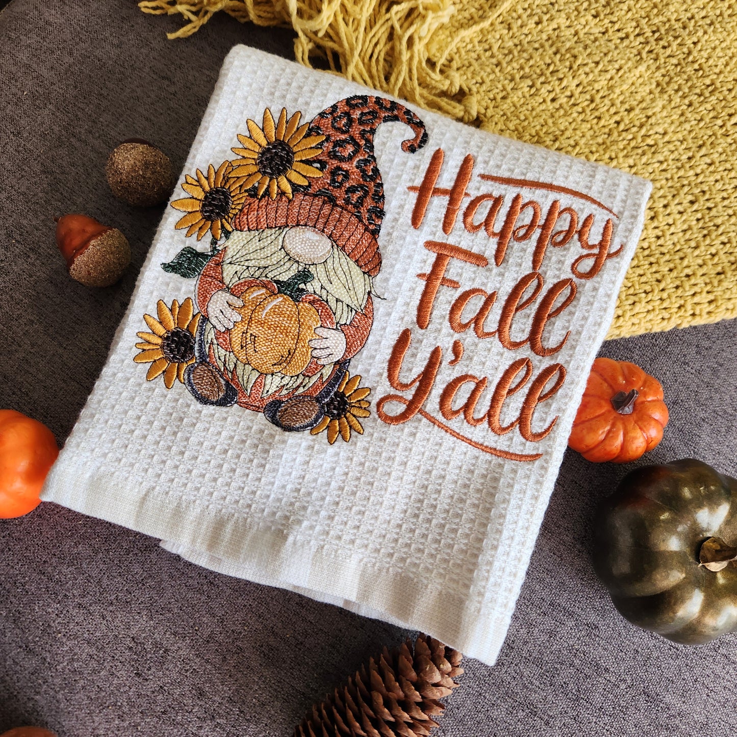Happy Fall Y'all - Made to Order Embroidered Kitchen Towel