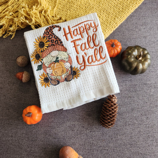 Happy Fall Y'all - Made to Order Embroidered Kitchen Towel