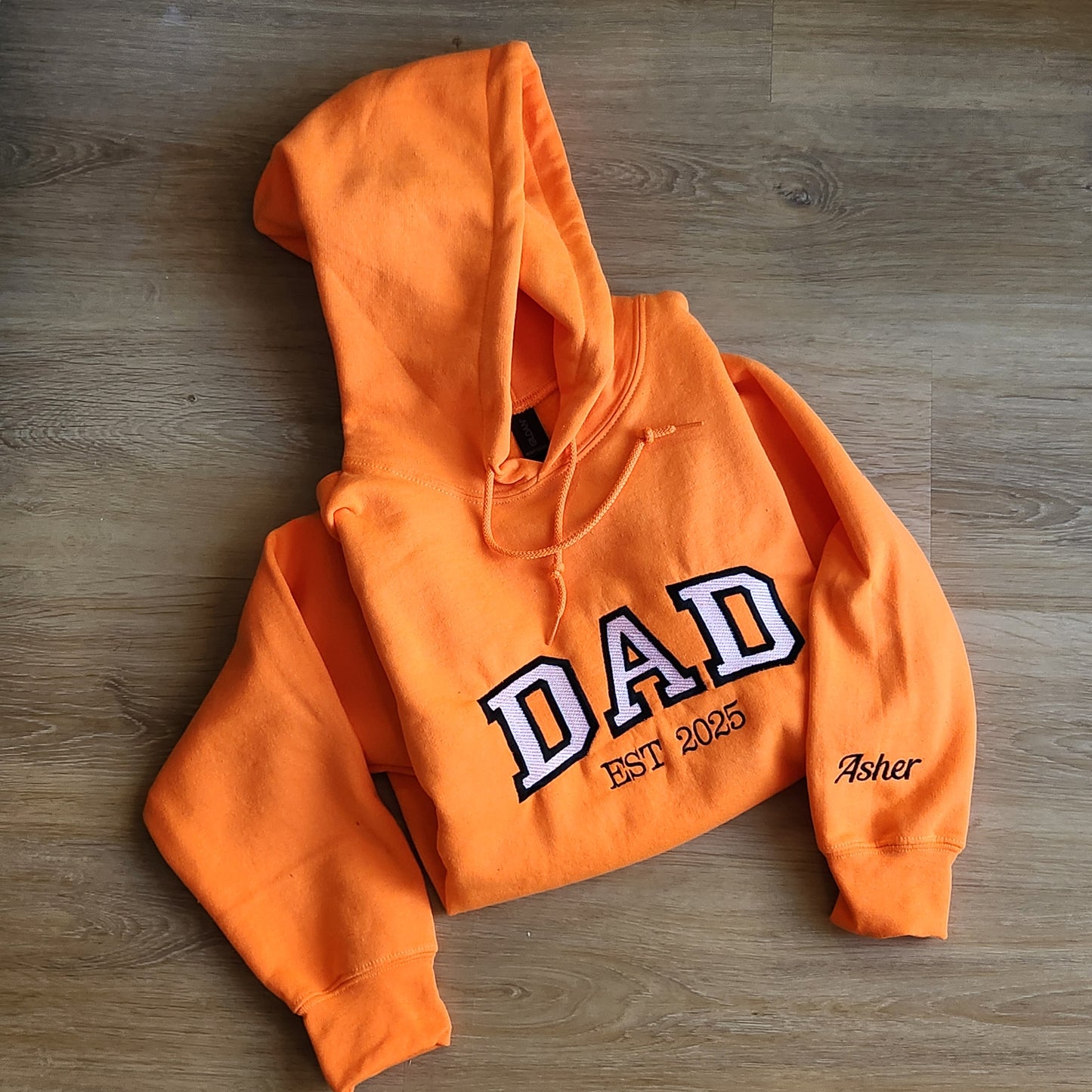 Personalized Dad Hoodie: Embroidered Name & EST. Year Gift