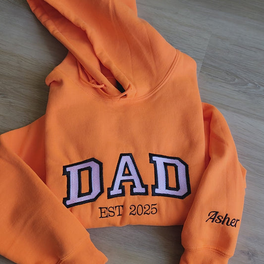 Personalized Dad Hoodie: Embroidered Name & EST. Year Gift