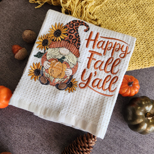 Happy Fall Y'all - Made to Order Embroidered Kitchen Towel