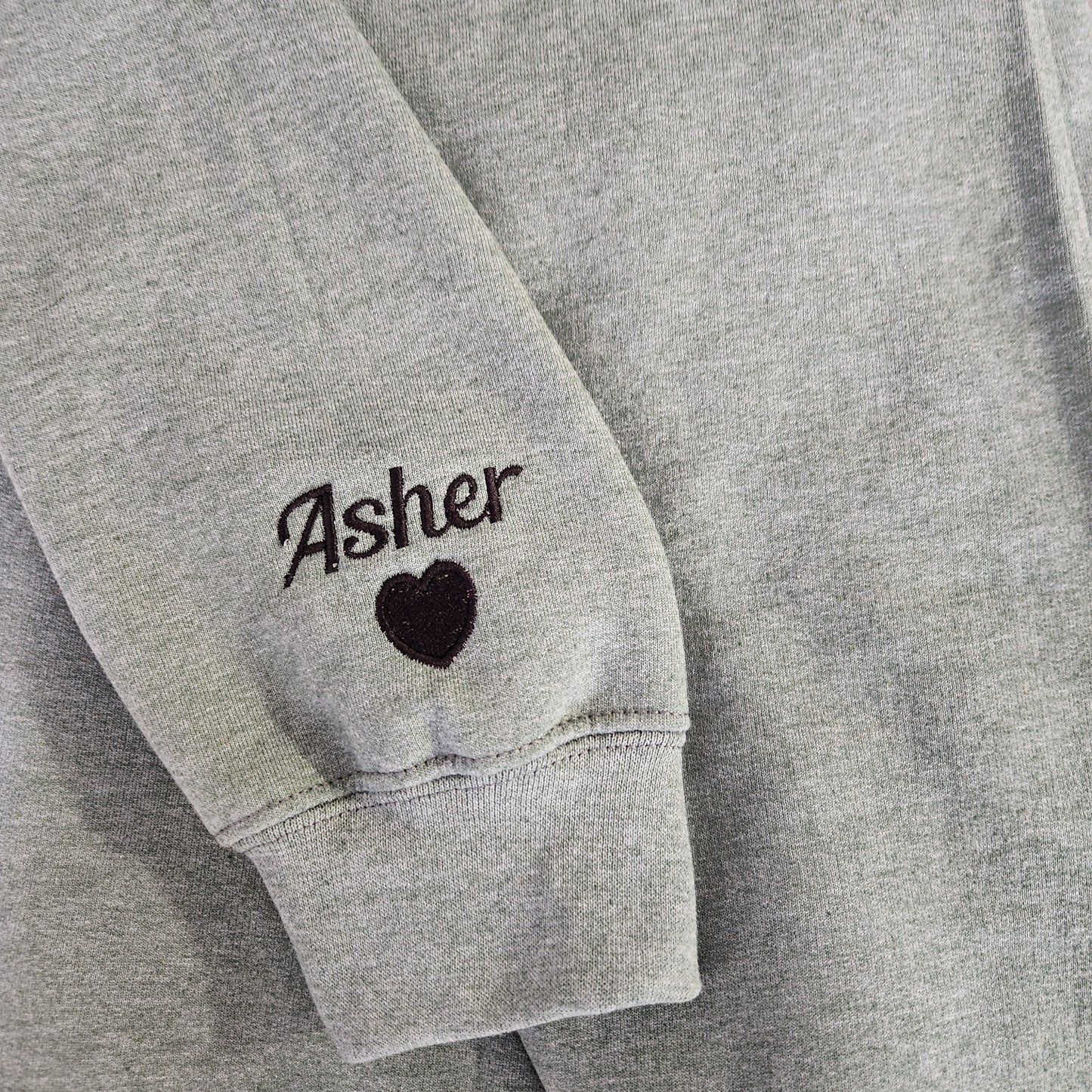 Personalized Mama EST Embroidered Hoodie: Custom Name Sleeve